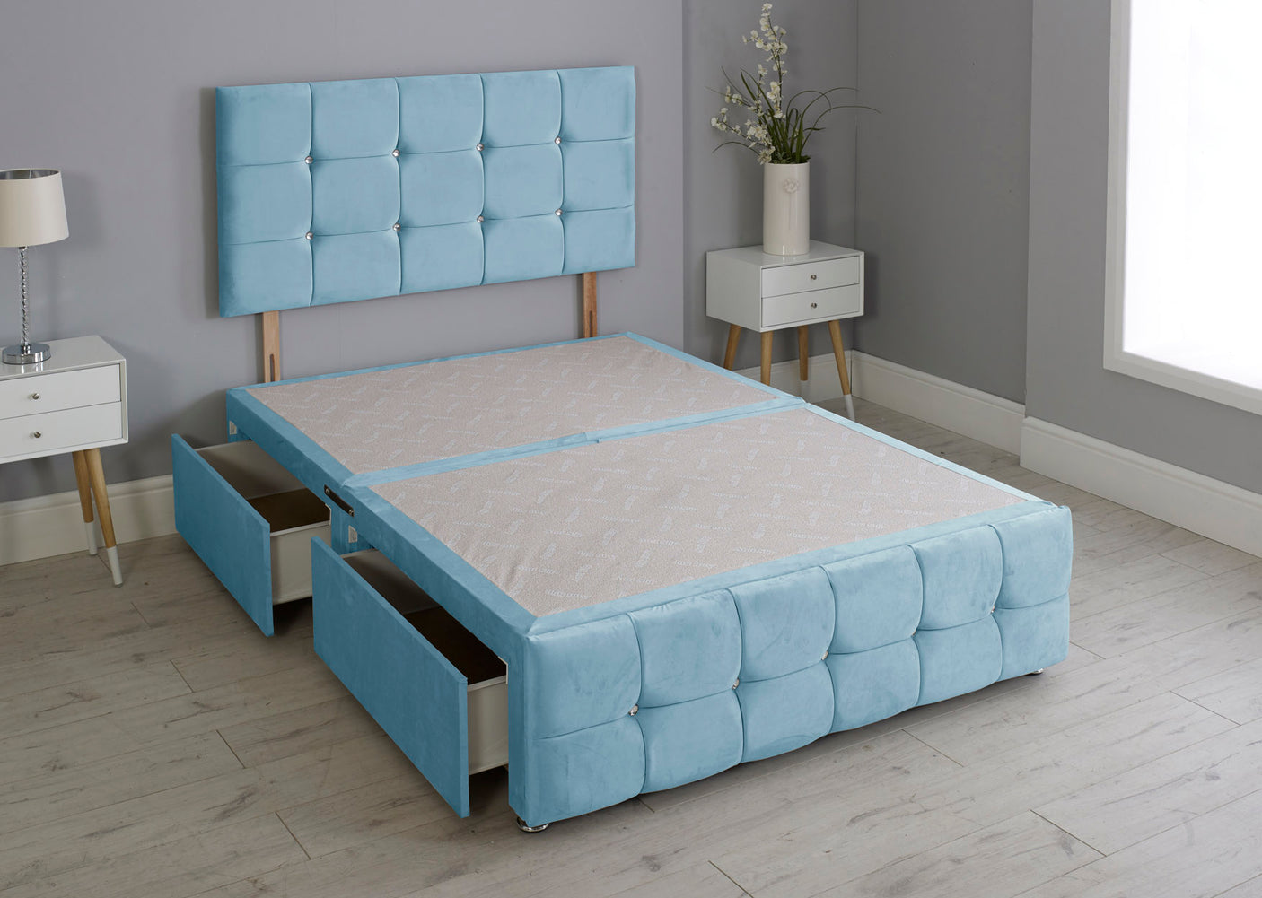 Cuboid Cube Divan Bed Base With Headboard And Footboard