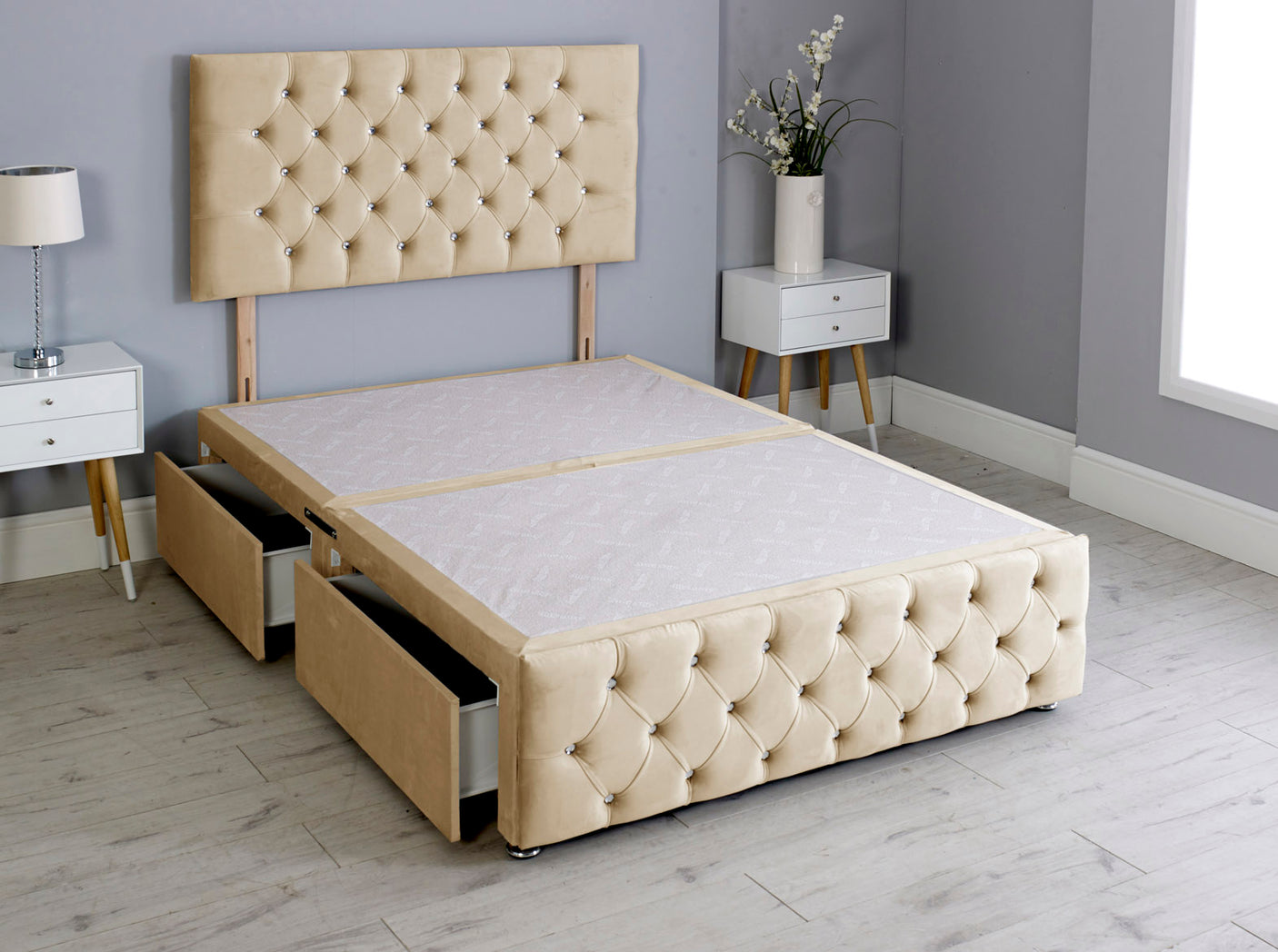 Milly Chesterfield Divan Bed Base With Headboard And Footboard