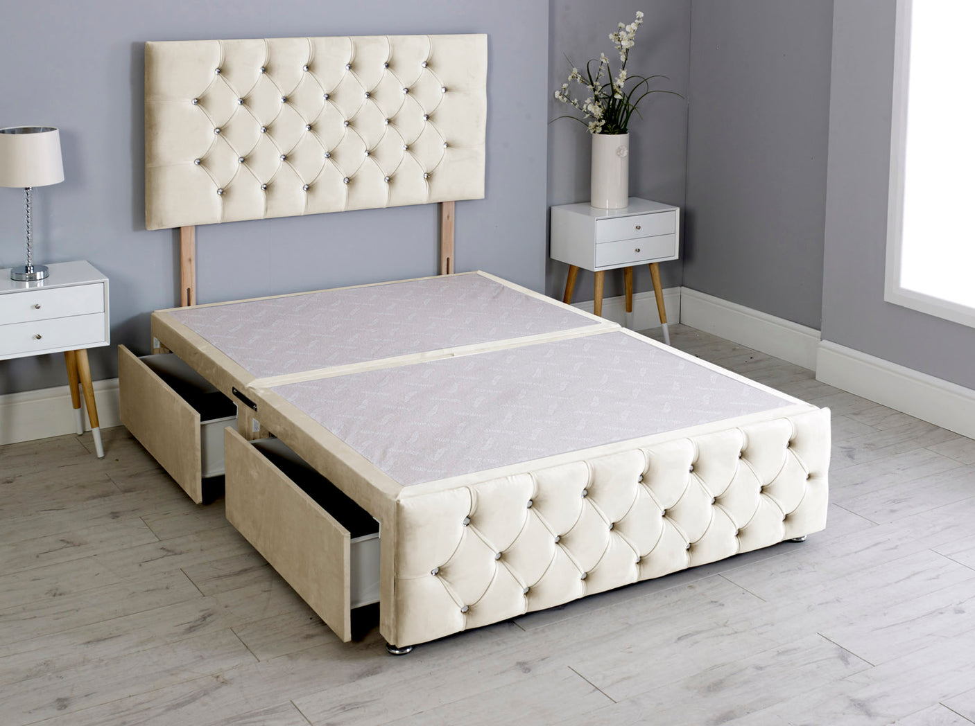 Milly Chesterfield Divan Bed Base With Headboard And Footboard