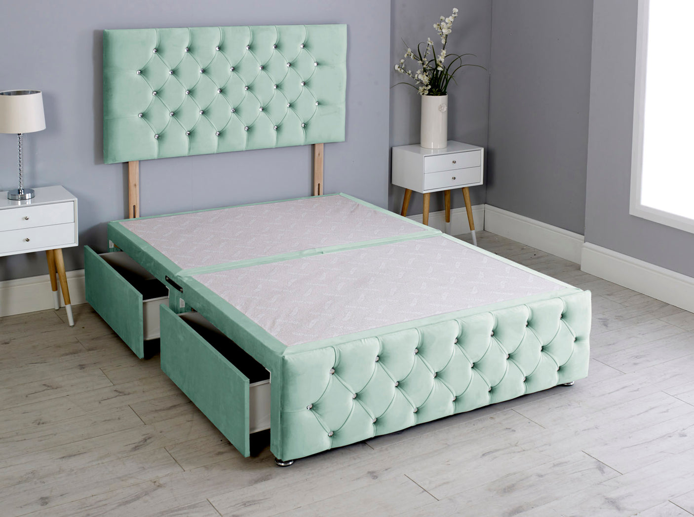 Milly Chesterfield Divan Bed Base With Headboard And Footboard