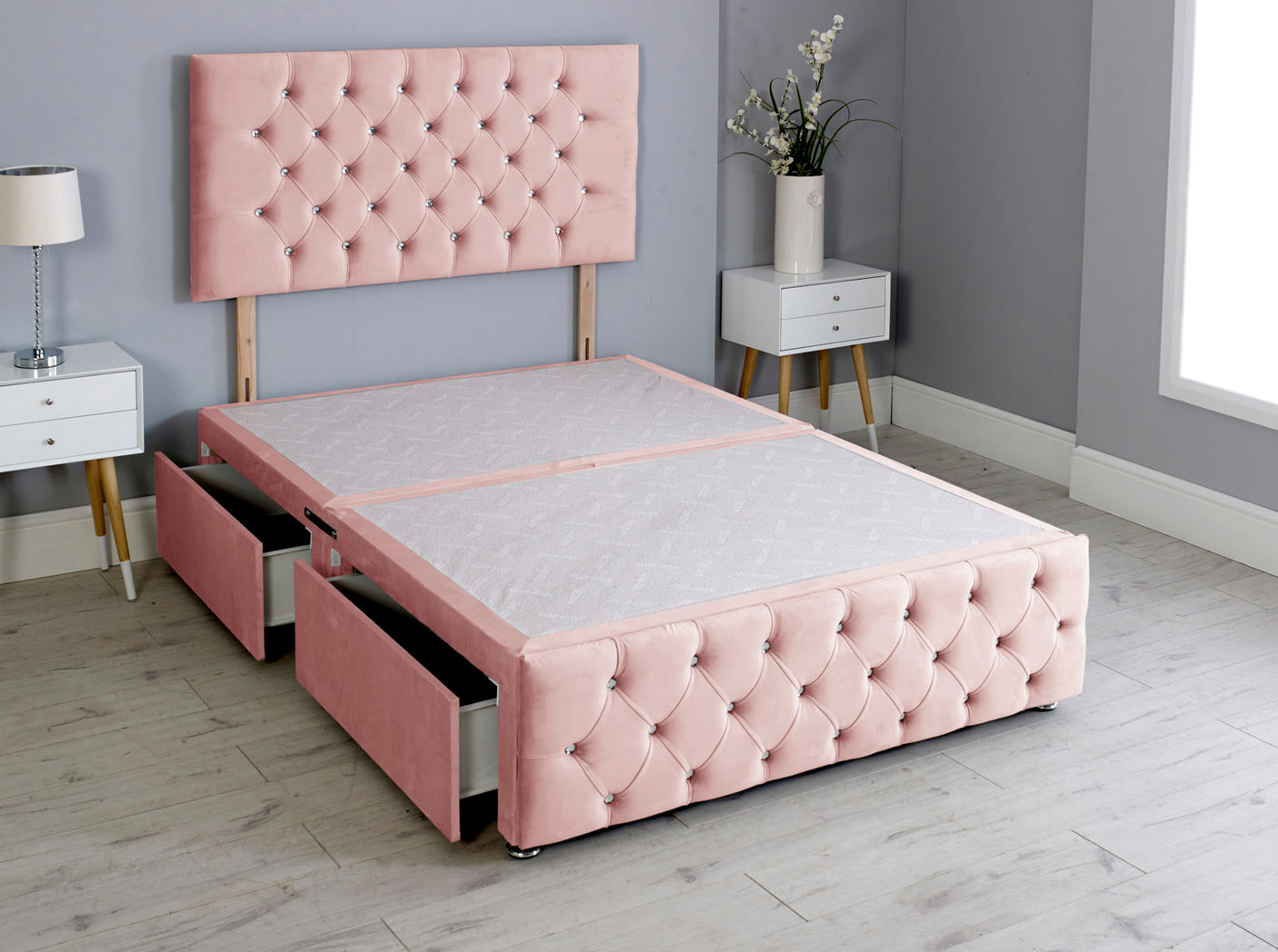 Milly Chesterfield Divan Bed Base With Headboard And Footboard