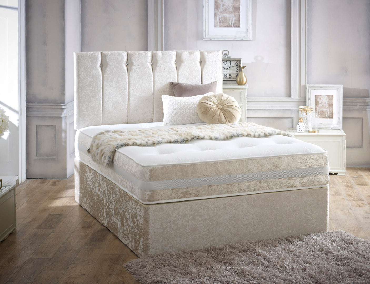 Florence Memory Divan Bed Set With Memory Sprung Mattress And Headboard
