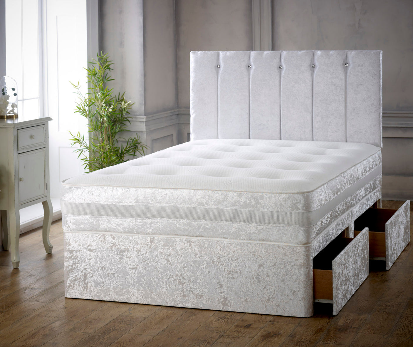 Florence Memory Divan Bed Set With Memory Sprung Mattress And Headboard