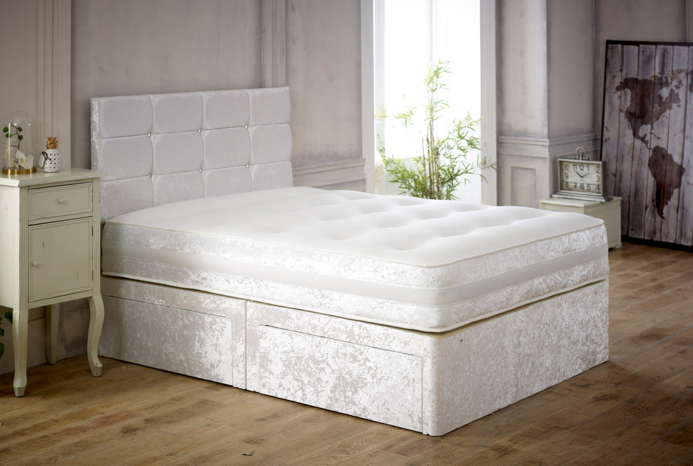 Cube Cassie Divan Bed Set With Memory Sprung Mattress And Headboard