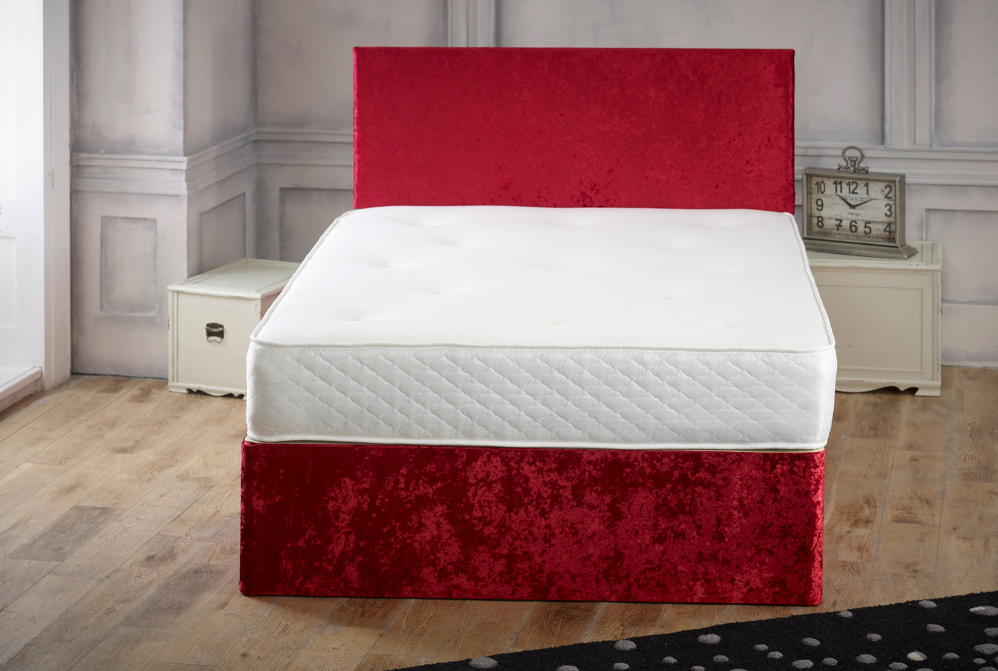 Plain Cassie Divan Bed Set With Memory Sprung Mattress And Headboard