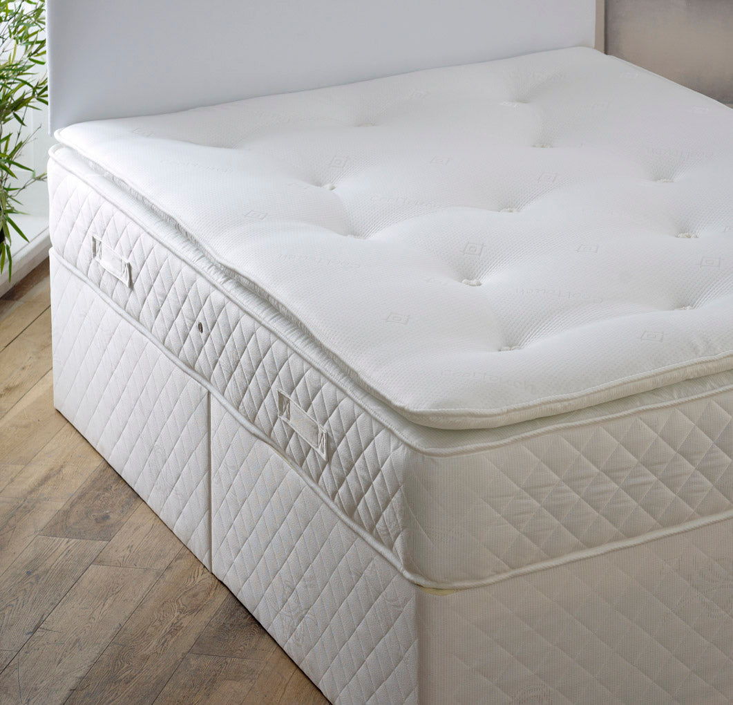 Pillowtop Divan Bed Set With Pocket Memory Mattress And Headboard