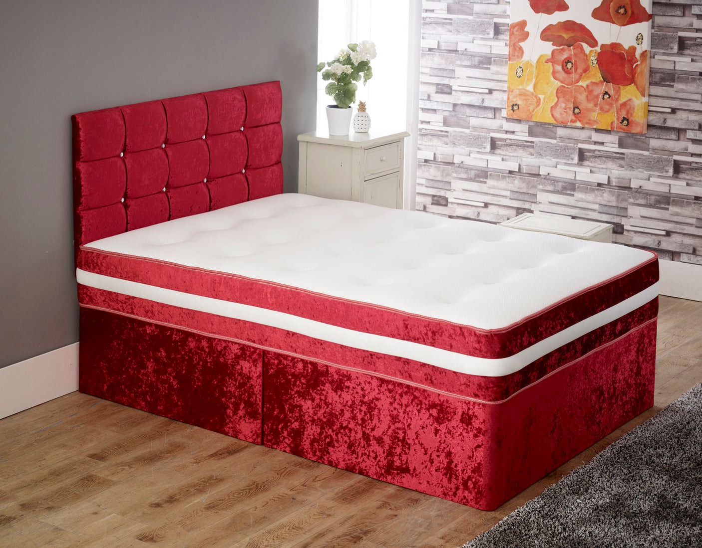 Cube Cassie Divan Bed Set With Memory Sprung Mattress And Headboard