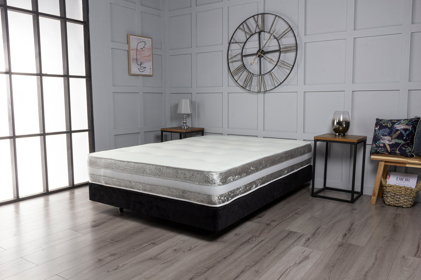 Glamour Crushed Velvet Open Coil Memory Sprung Economy Mattress