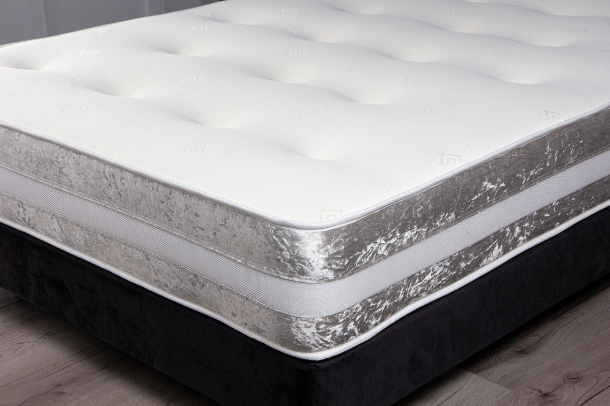 Glamour Crushed Velvet Open Coil Memory Sprung Economy Mattress – view 2