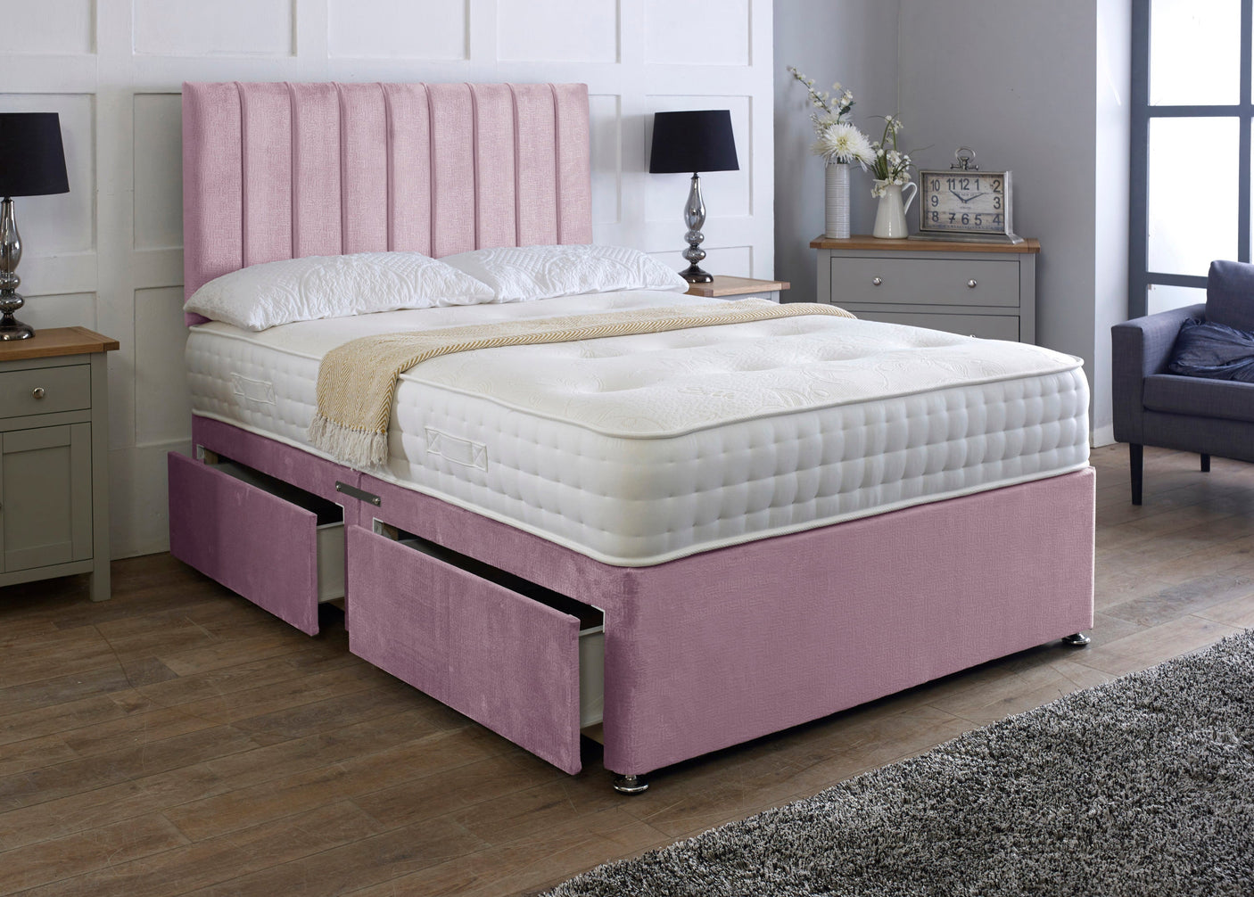 Apollo Divan Bed Set With Pocket Memory Mattress And Headboard