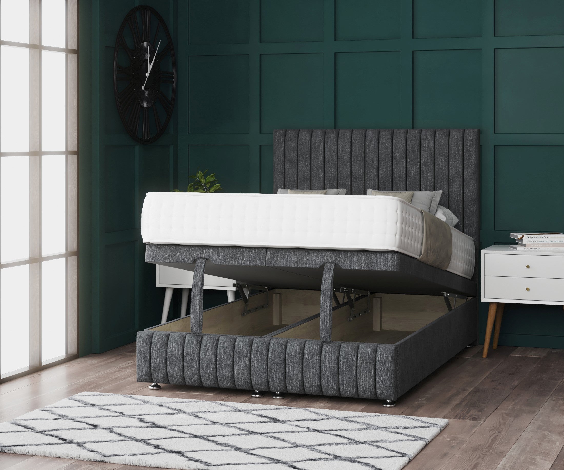 Apollo Ottoman Storage Divan Bed With Headboard And Footboard