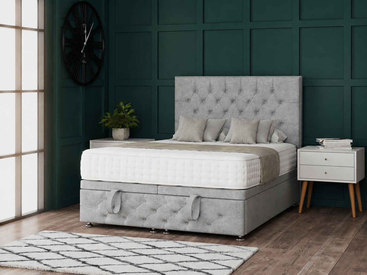 Chesterfield Ottoman Storage Divan Bed With Headboard And Footboard