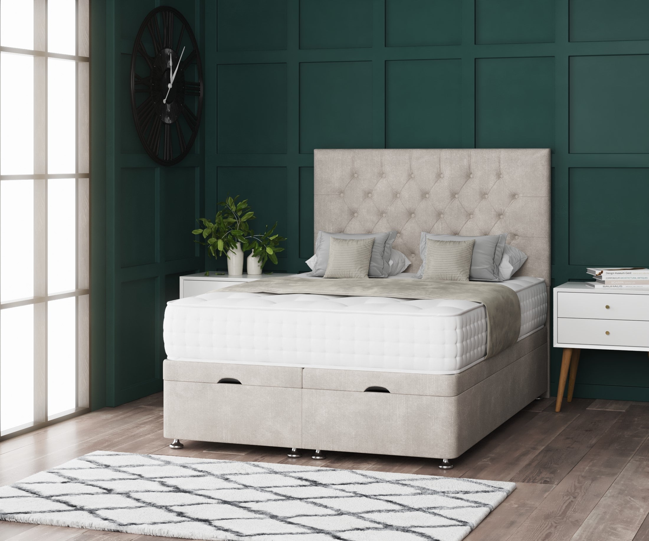 Chesterfield Ottoman Storage Divan Bed With Headboard