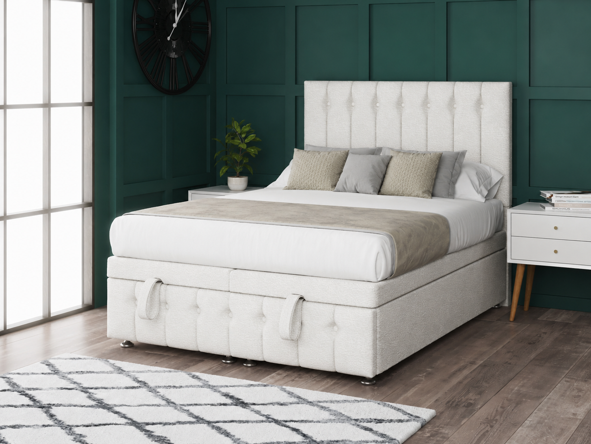 Florence Ottoman Storage Divan Bed With Headboard And Footboard