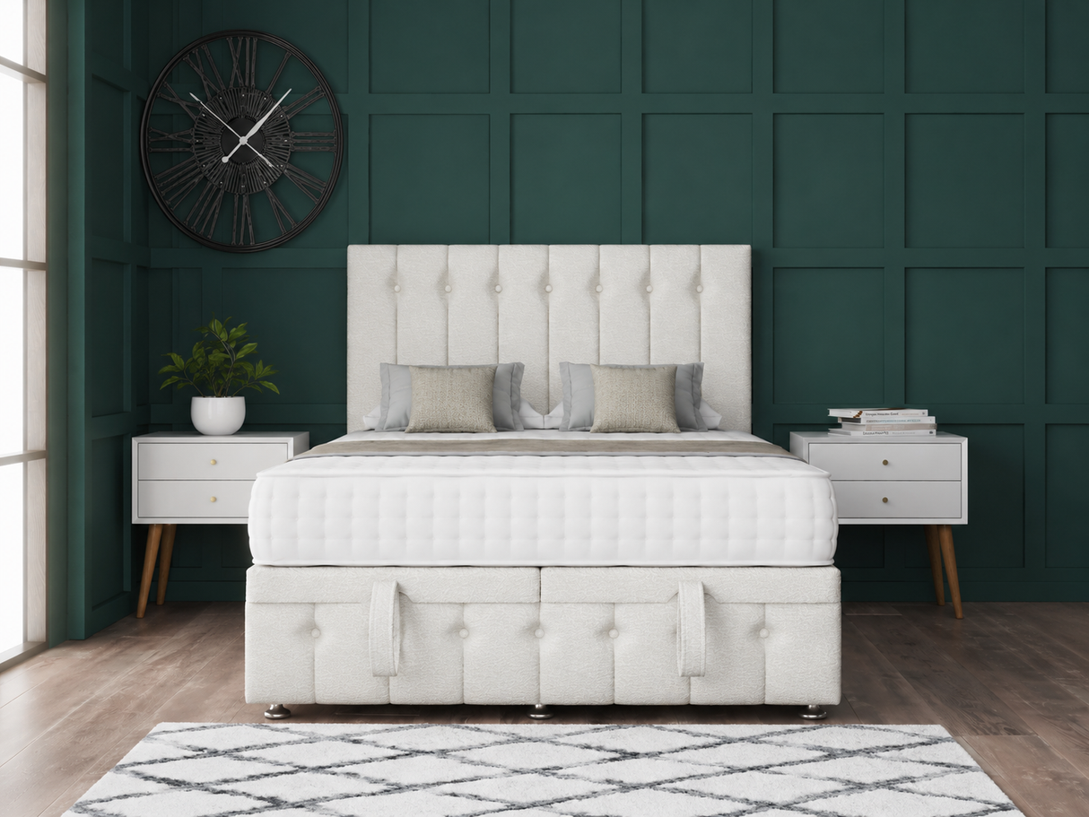 Florence Ottoman Storage Divan Bed With Headboard And Footboard
