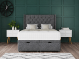 Chesterfield Ottoman Storage Divan Bed With Floor Standing Wing Headboard