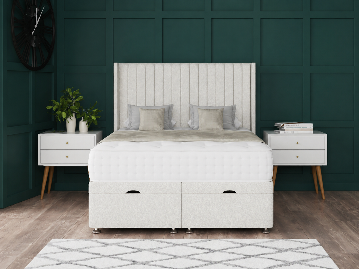 Apollo Ottoman Storage Divan Bed With Floor Standing Wing Headboard
