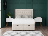 Miami Ottoman Storage Divan Bed With Floor Standing Wing Headboard