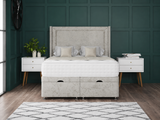 Hannah Ottoman Storage Divan Bed With Floor Standing Wing Headboard