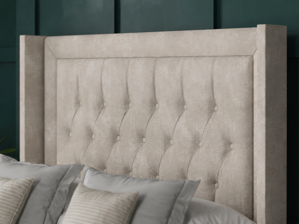 Miami Ottoman Storage Divan Bed With Floor Standing Wing Headboard