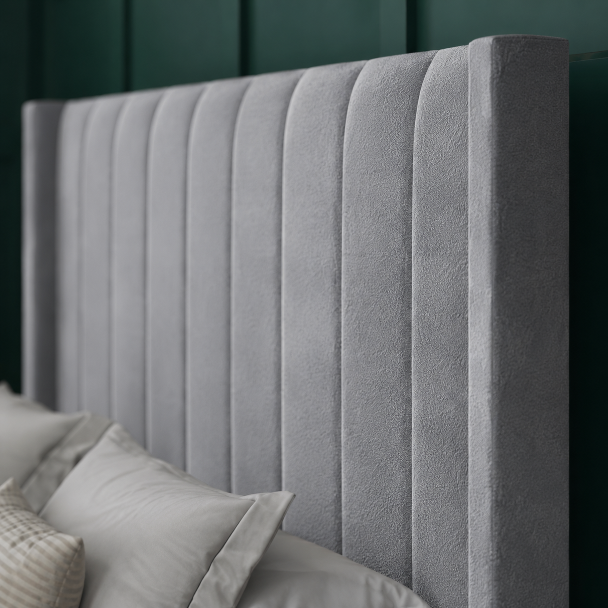 Amelia Wing Ottoman Storage Divan Bed With Floor Standing Headboard