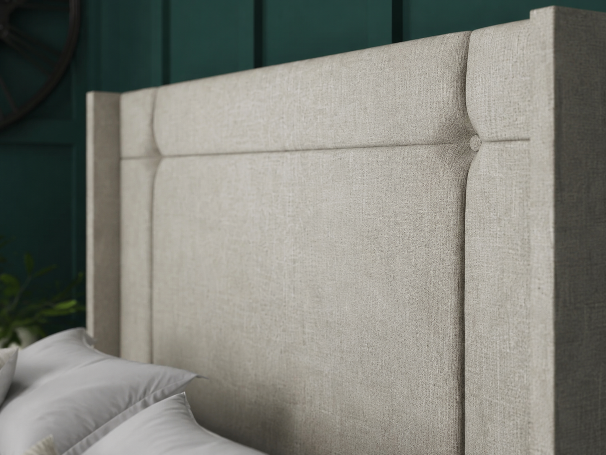 Milan Ottoman Storage Divan Bed With Floor Standing Wing Headboard
