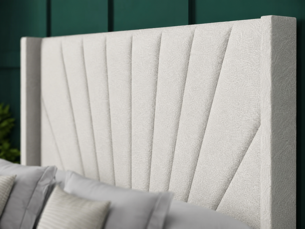 Sunrise Ottoman Storage Divan Bed With Floor Standing Wing Headboard