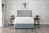 Galaxy Divan Bed Set Finished In Sky Marble With A Floorstanding 54'' Headboard