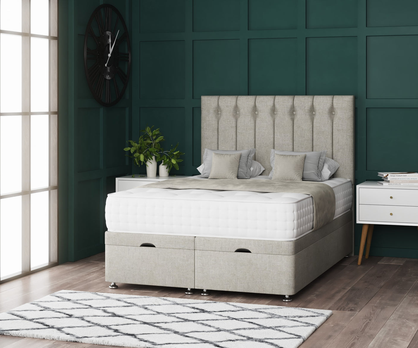 Florence Ottoman Storage Divan Bed With Headboard
