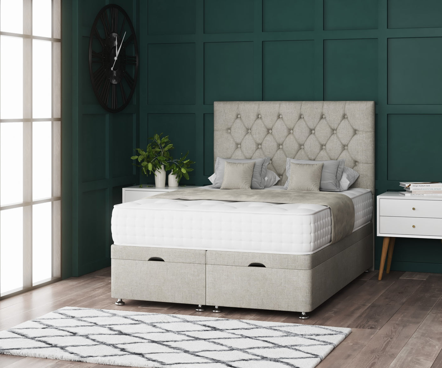 Princess Ottoman Storage Divan Bed With Headboard