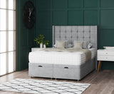 Omega Ottoman Storage Divan Bed With Floor Standing Wing Headboard
