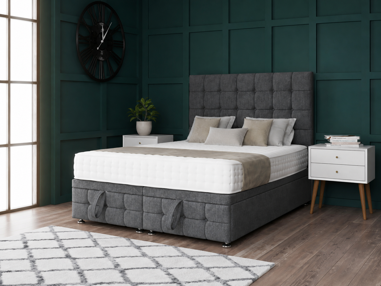 Omega Ottoman Storage Divan Bed With Headboard And Footboard