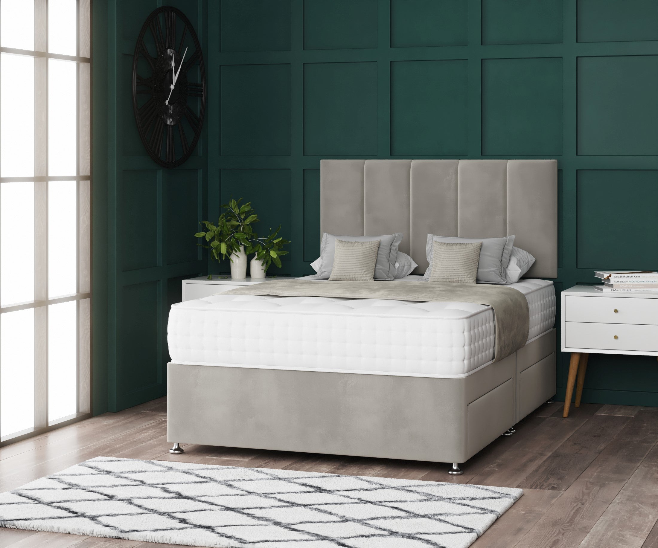 5 Panel Divan Bed Set With Mattress Options