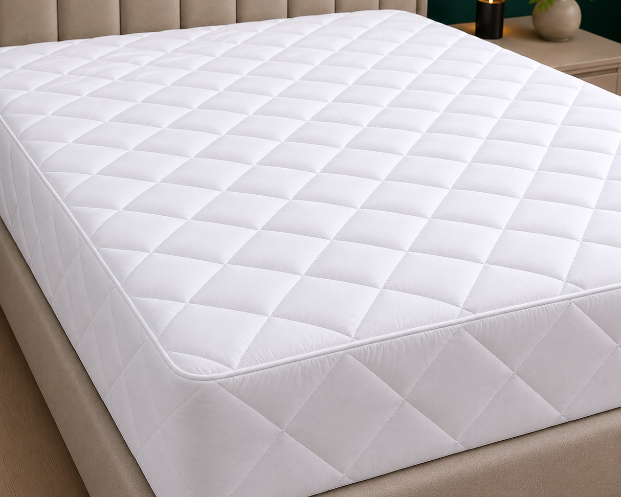 Luxury Waterproof Microfibre Quilted Mattress Protector – quilted top detail