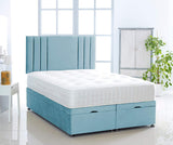Plush Ottoman Storage Divan Bed With Vertical Lined Headboard