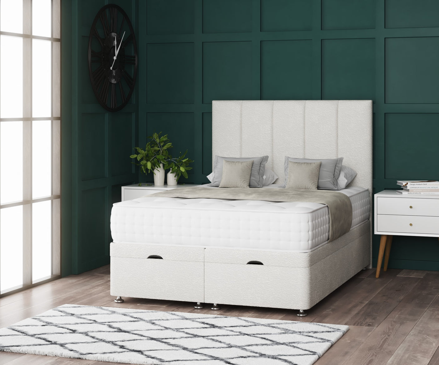 5 Panel Ottoman Storage Divan Bed With Headboard