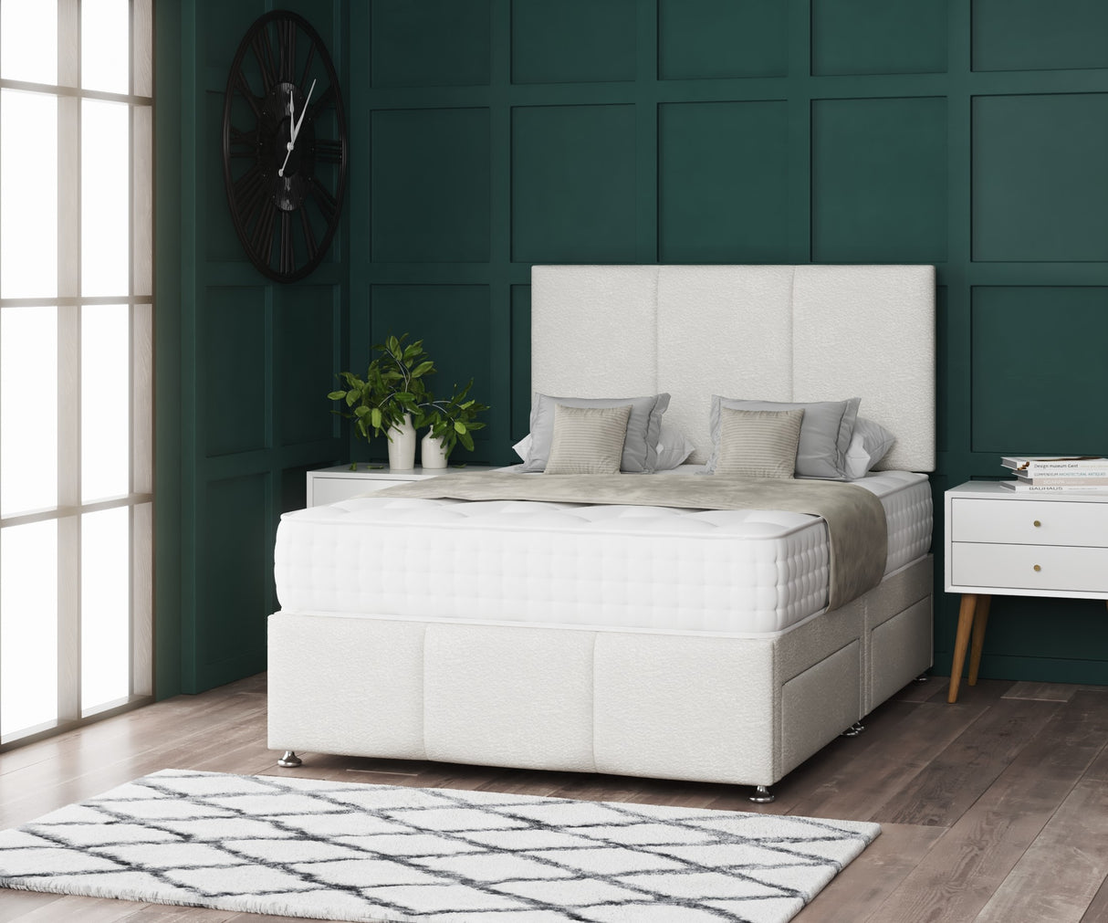 3 Panel Divan Bed Set With Footboard And Mattress Options