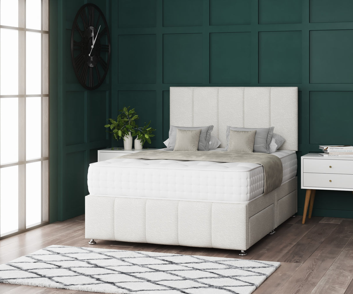 5 Panel Divan Bed Set With Footboard And Mattress Options