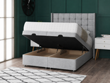 Omega Ottoman Storage Divan Bed With Floor Standing Wing Headboard