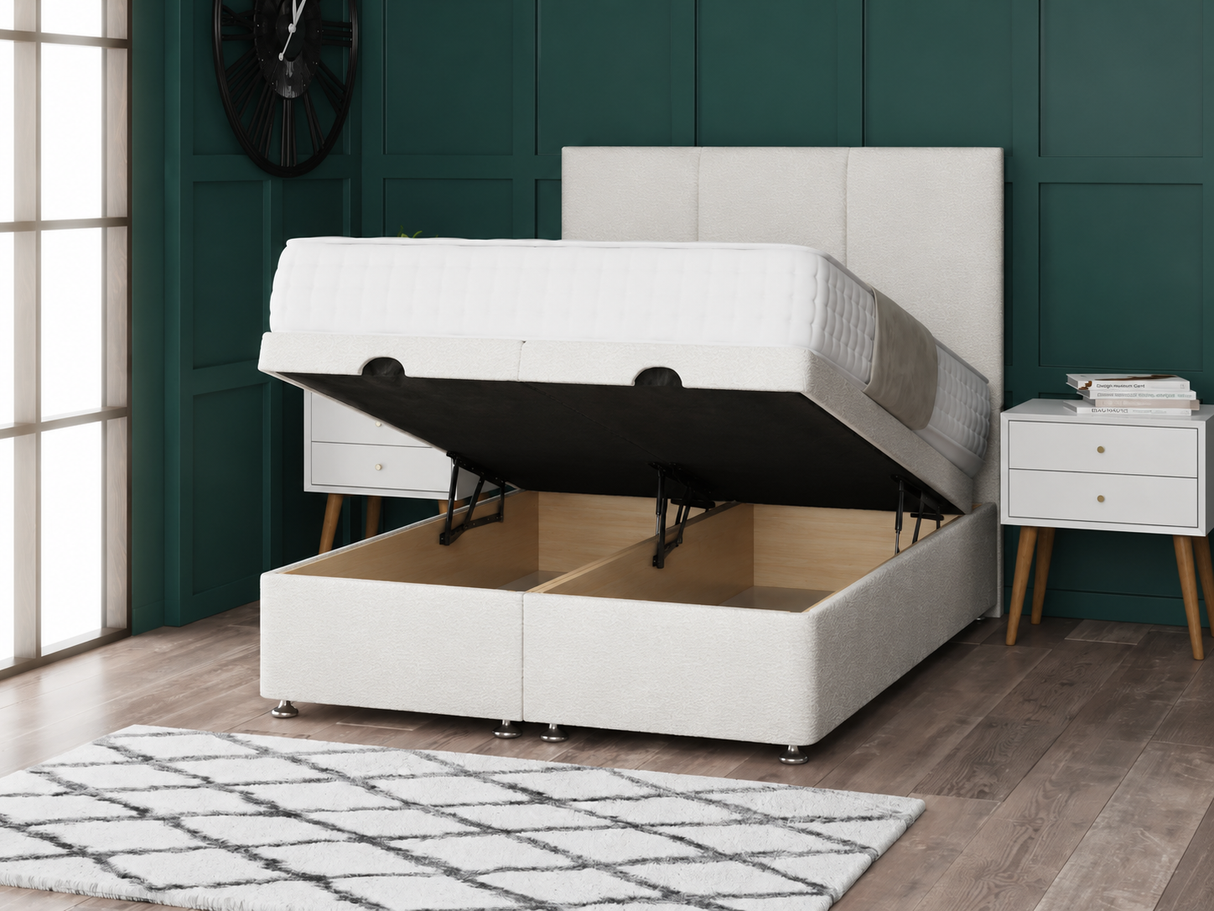 3 Panel Ottoman Storage Divan Bed With Headboard