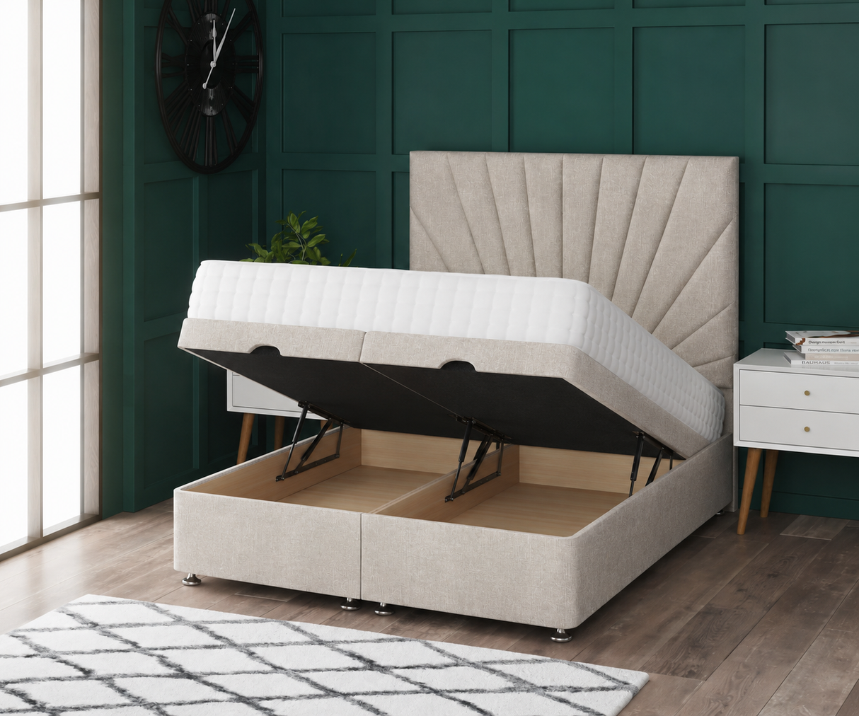 Sunrise Ottoman Storage Divan Bed With Headboard