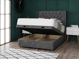 Chesterfield Ottoman Storage Divan Bed With Floor Standing Wing Headboard