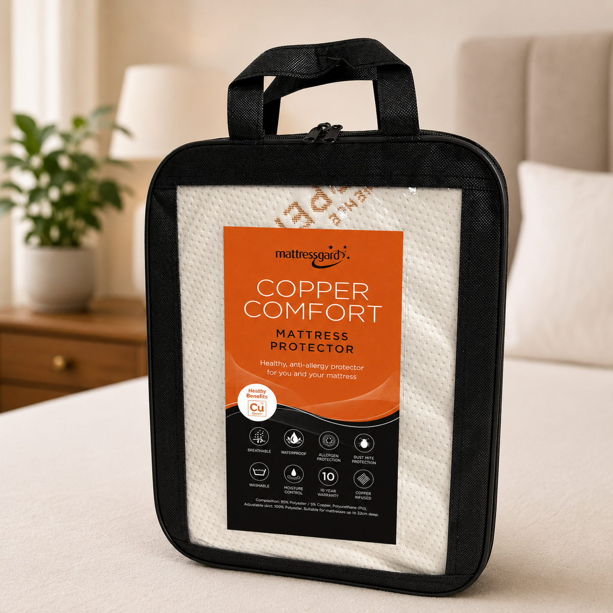 Copper Comfort Mattress Protector in its retail packaging