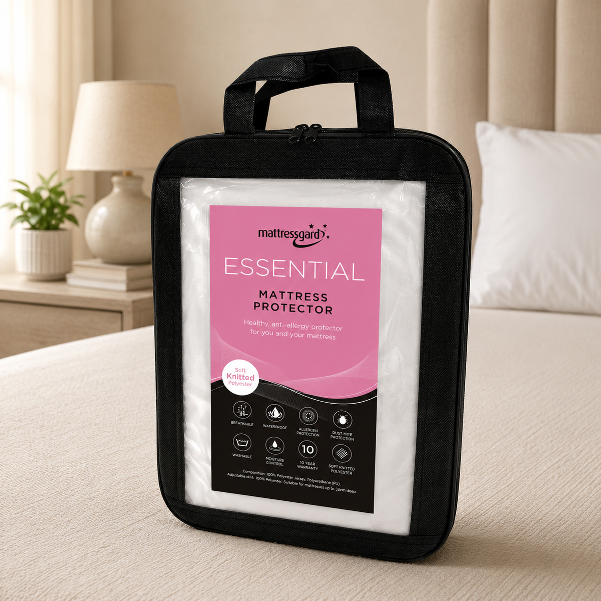 Essential Waterproof Mattress Protector in its retail packaging