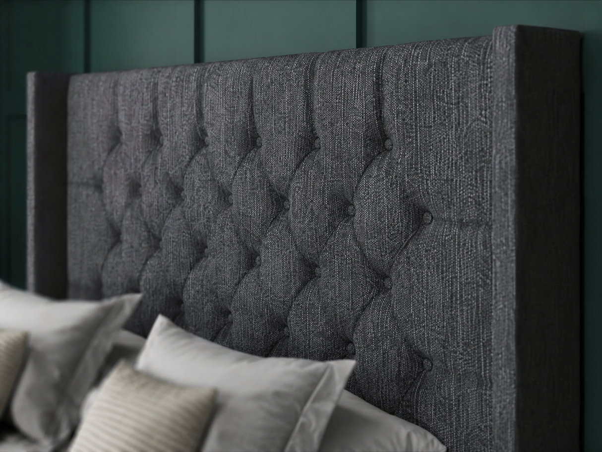 Chesterfield Ottoman Storage Divan Bed With Floor Standing Wing Headboard