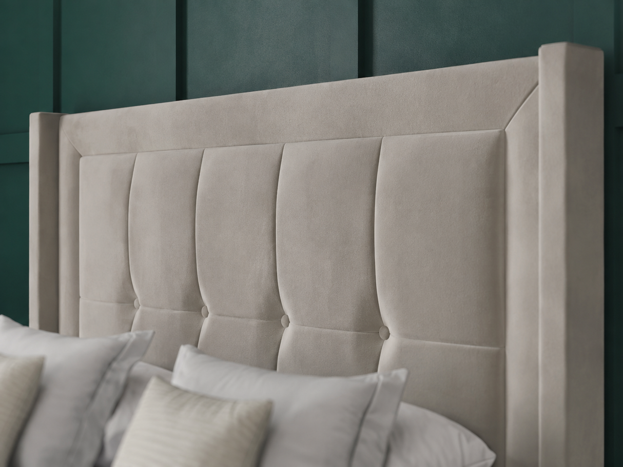 Venice Ottoman Storage Divan Bed With Floor Standing Wing Headboard