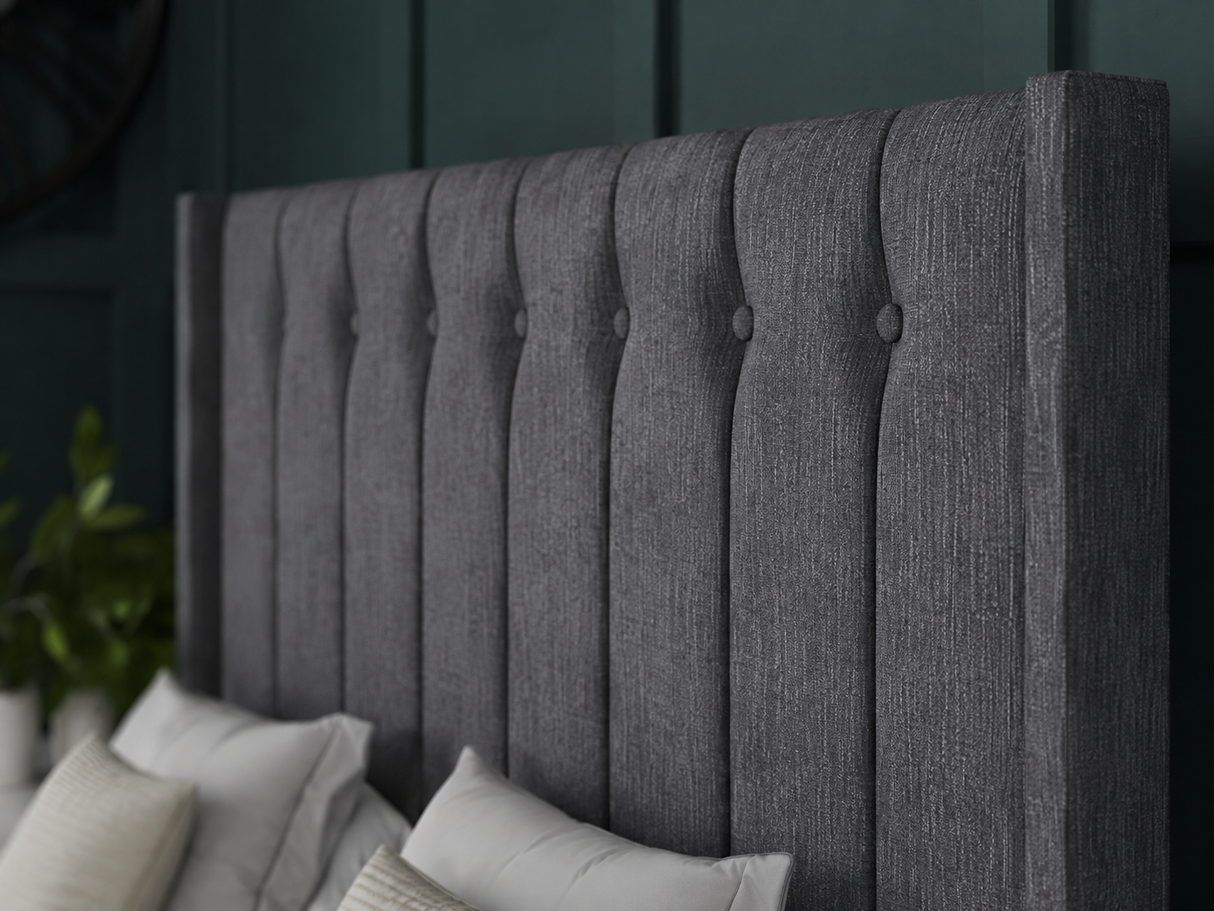 Florence Ottoman Storage Divan Bed With Floor Standing Wing Headboard