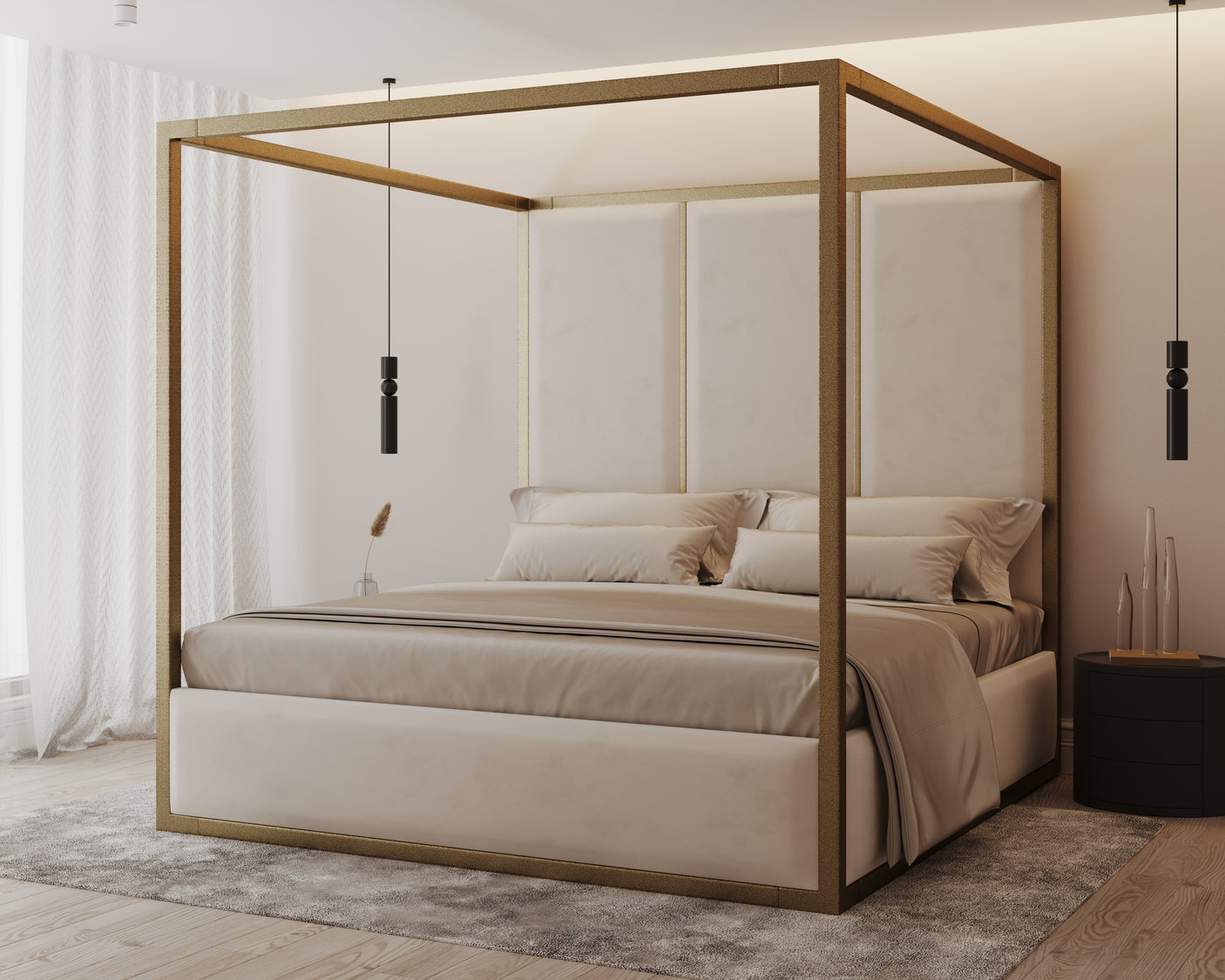 Chateau Onyx Four-Poster Metal Bed