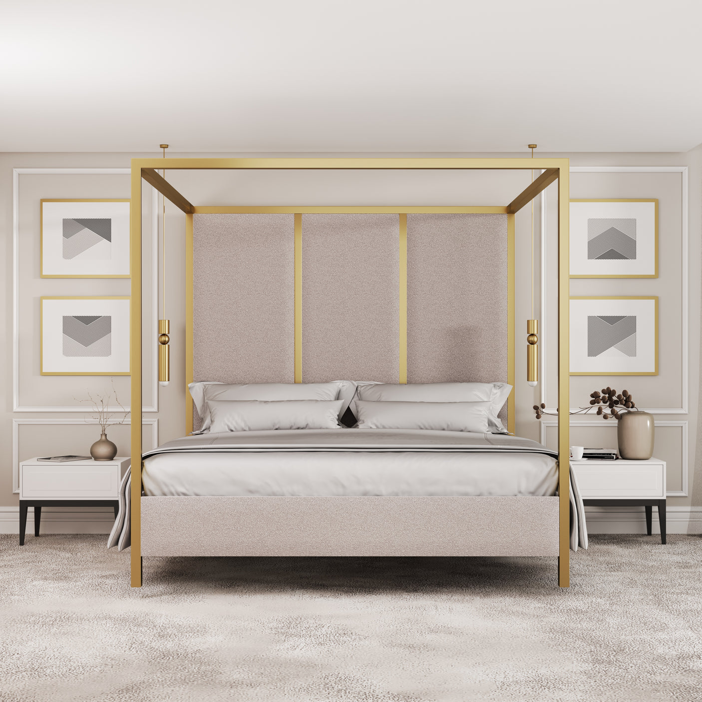 Chateau Onyx Four-Poster Metal Bed