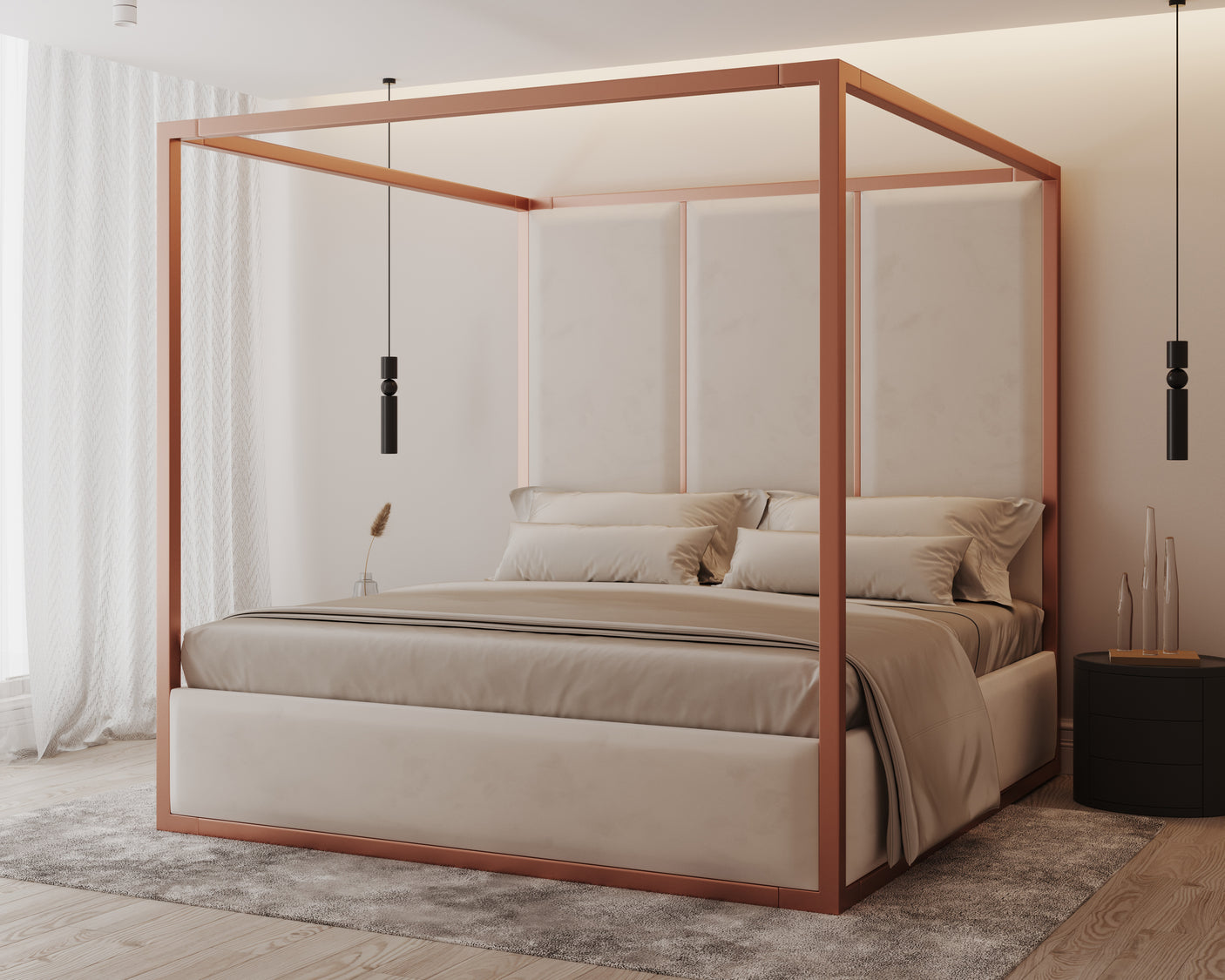 Chateau Onyx Four-Poster Metal Bed
